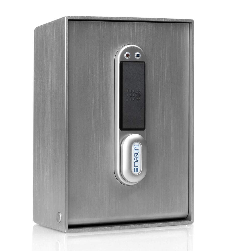 masunt coffre-fort à clés 2141 RFID | coffre-fort électronique | enregistrement jusqu'à 50 supports d'accès individuels | anti-effraction | acier inoxydable V4A | extra résistant à la corrosion