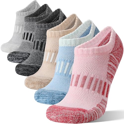 Image of Merino Wool Ankle Athletic Running No Show Socks Cushioned Breathable Sports Warm Thick Socks for Men and Women 6 Pairs