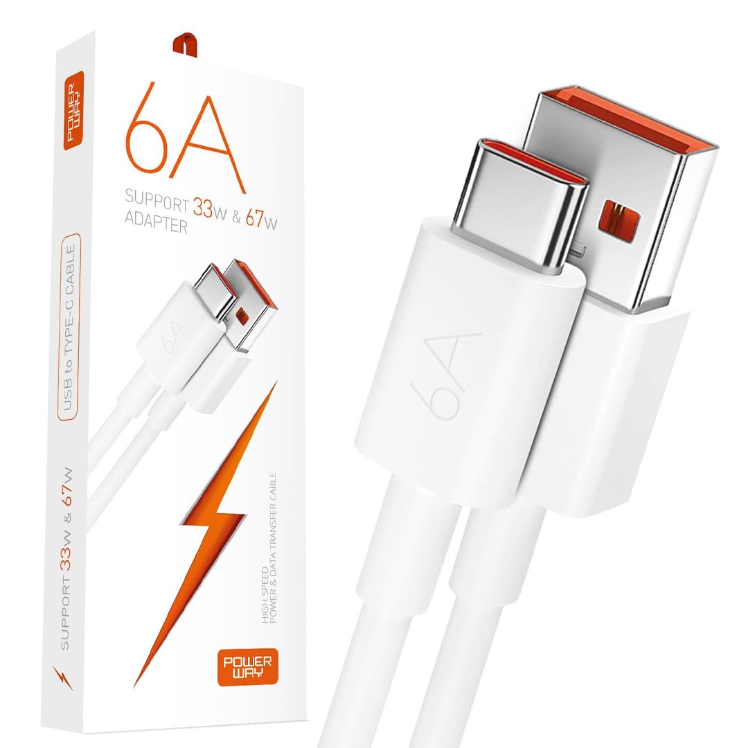 Type-C To USB-A, PD, 67 Watt, 6 Amper, 1 Metre, Şarj Data Kablosu, M6, Powerway,