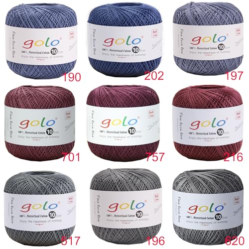 Image of golo Cotton Crochet Thread Balls Size 10 Cotton Knitting Thread Yarn for Crochet (Black Silver) 6-196