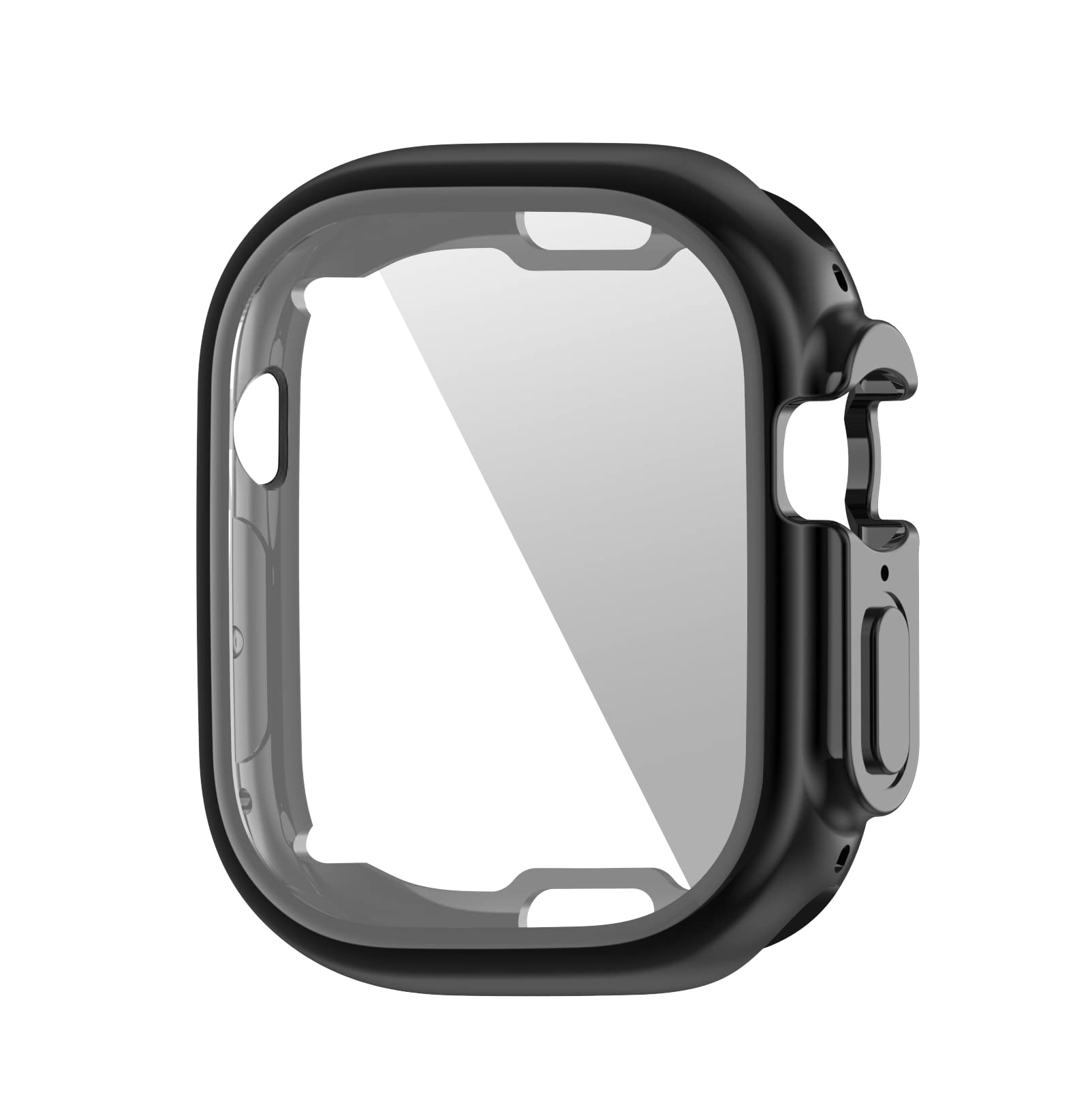 Housse pour Apple Watch Serie 8 Ultra 49mm noire avec coque de protection d'écran souple intégrée