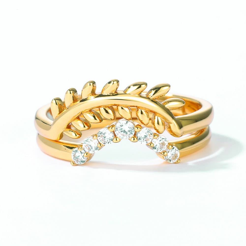 HGJH Anello in Argento Sterling 925,Anelli Regolabili per Donna Rami di Salice Argento Sterling 925 Micro Pavé Zircone Retro Impilabile Placcato Oro 7 Chakra Anelli di Promessa per Ragazze Signore