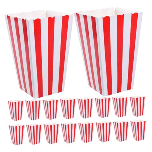 NIYANGLE 25pcs Striped Popcorn Boxes Paper Snack Holders for Parties Movie Carnivals Versatile Containers for Popcorn Fries Treats