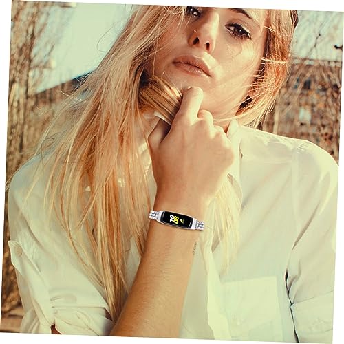 FRCOLOR Silver Rhinestone Watchband Metal Replacement Strap for Galaxy Elegant Wristband with Sparkling4