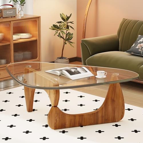 JCAJCA mid century modern coffee table walnut glass top lifestyle