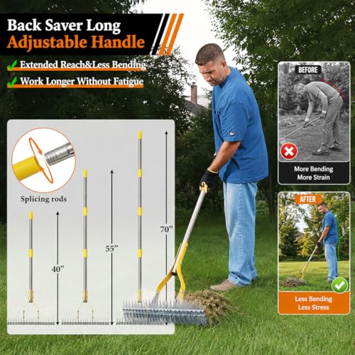 Rastrillo para césped de acero inoxidable 16.5 pulg miniatura 3