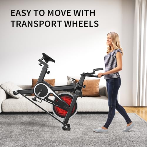 Image of Exercise Bike,Adjustable Resistance Indoor Cycling Bike for Home Exercise - Stationary Bike with Smartphone Holder, LCD Display & Heart Rate Monitor