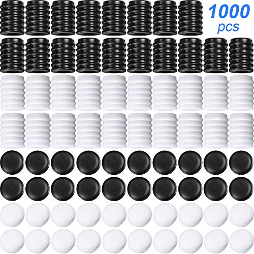 1000 Stück Silikon-Kordelstopper, elastische Schnallen, rund, flach, elastische Schnallen, Kordelzug, verstellbar, rutschfeste Schnurschnallen für Band, Umhängeband, Zubehör, schwarz und weiß