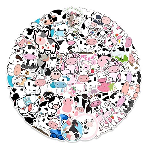 bopely 50 Pcs Autocollants De Vache Mignon pour Bouteilles D', Autocollants d'animaux De Dessin Animé pour Ordinateur Portable pour Ordinateur Portable