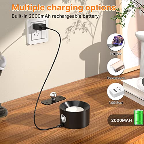 Image of LED Wall Light Indoor Pack of 2, 3 Brightness Levels, 3 Colour Modes, Bedside Lamp, 360 Rotating Touch Control Wall Lamps, Wall Lamp for Living Room, Bedroom, Hallway, Wireless Wall Lights (Black)