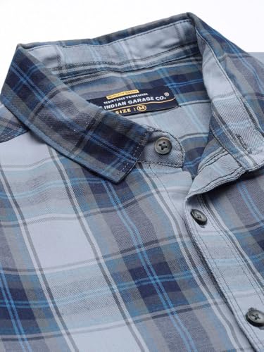 Image of The Indian Garage Co Men Regular Fit Checkered Full Sleeves Cutaway Collar Casual Shirt