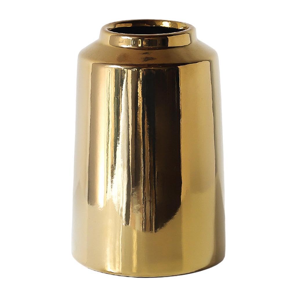 PIXZCSA Modern Gold Plated Vase Exquisite Ceramic Flower Vase Home Decor And Events Filler Decor Ceramic Sculpture
