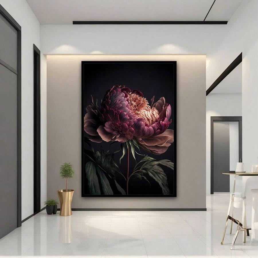 Peinture florale moderne de pivoines pour sublimer la décoration du salon - 4