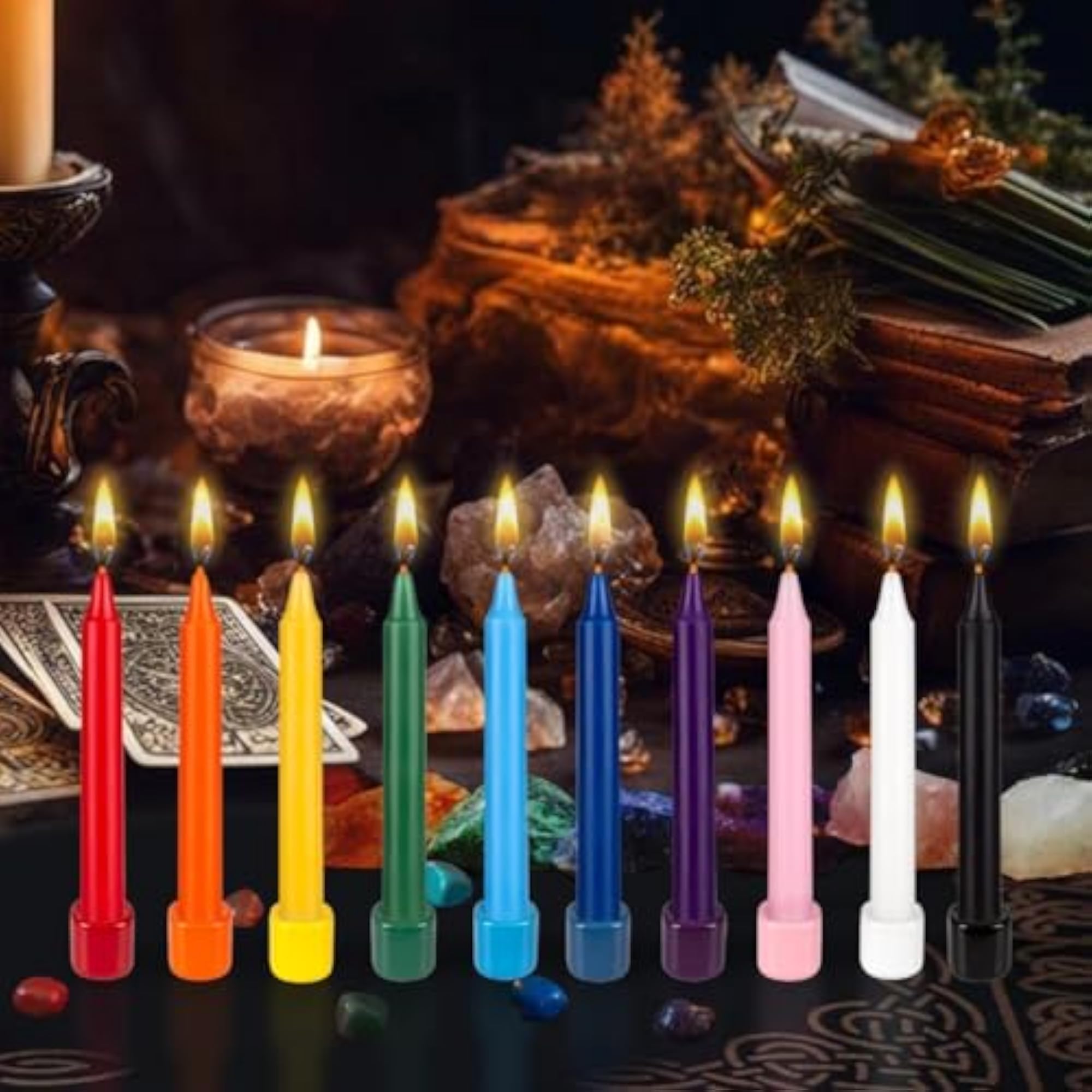 Unscented Mini Chime Ritual Spell Taper Candle - Green
