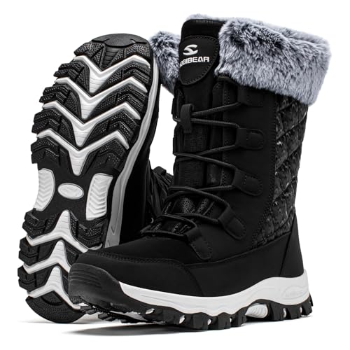 HOBIBEAR Women's Winter Snow Boots Waterproof Lightweight Warm Faux Fur Lined Mid-Calf Booties（Black Size 7 Women - image 2