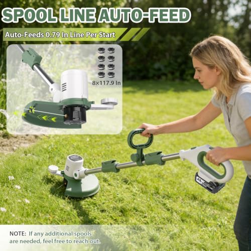 Image of 21V 3-in-1 Cordless Weed Wacker Eater-Weeding /Trimming /Lawn Mower, with 8 Replace Auto Line Feed, Electric Grass Trimmer for Garden, Lawn, 120 Mins of Non-Stop (2x4.0 mAh Battery Included)