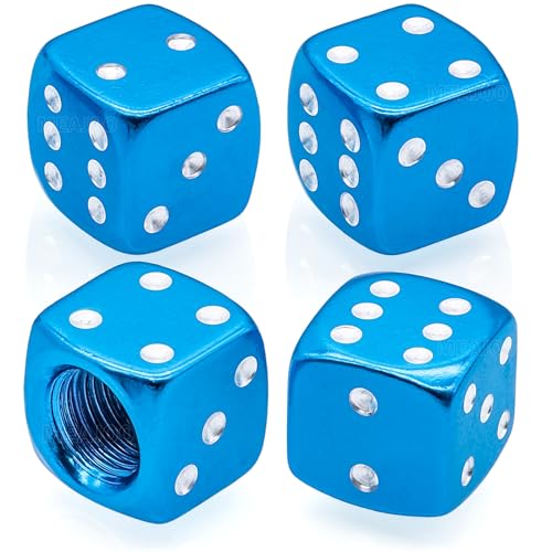 MEAJOO 4PCS Aluminum Dice Tire Valve Stem Caps, Universal Aluminium Alloy Dustproof Tire Valve Stem...