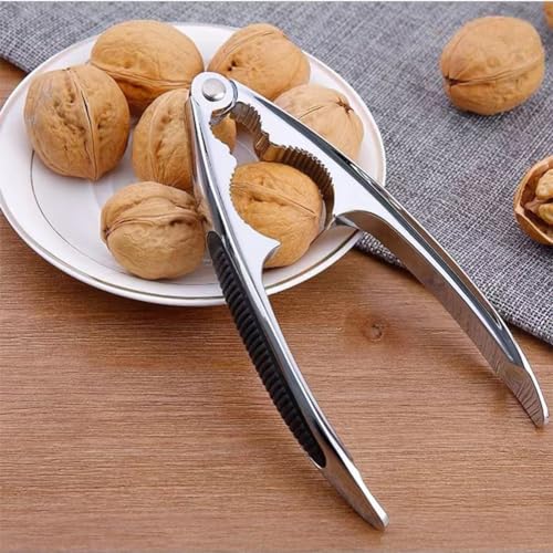 Nutcrackers, Stainless Steel Heavy Duty Nut Crackers Walnut Plier Opener Tool for Nuts/Shell/Seafood/Walnut/Hazelnut/Almonds/Pecan, with Non-Slip Handle