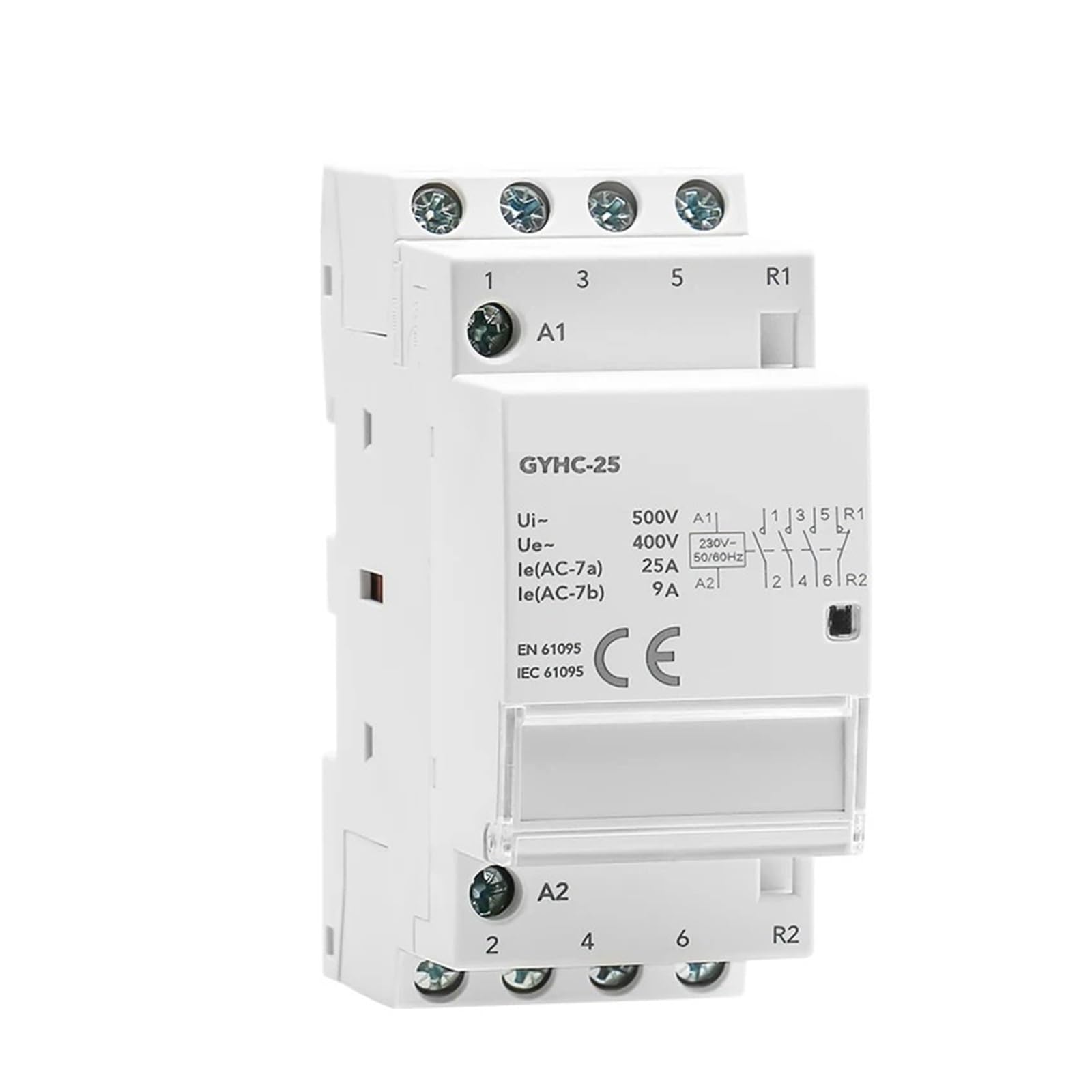 Contacteur domestique modulaire DIN AC230V 4P 25A 4NO 2NO2NC 3NO1NC 50/60Hz (4P 25A 3NO1NC)
