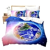 Space Planet - Juego de ropa de cama con diseño de estrellas para adultos, diseño de estrellas, color morado y azul