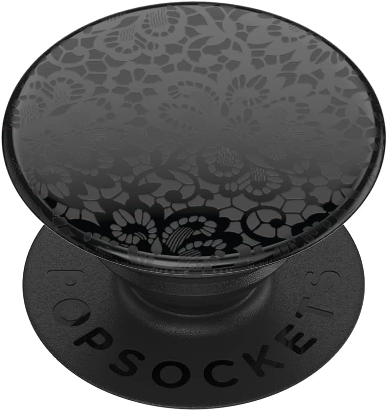 PopSockets Japan - PopSockets Japan PopGrip Black Gross Black Elegant Lace Gloss Pop Grip Smartphone Grip & Stand