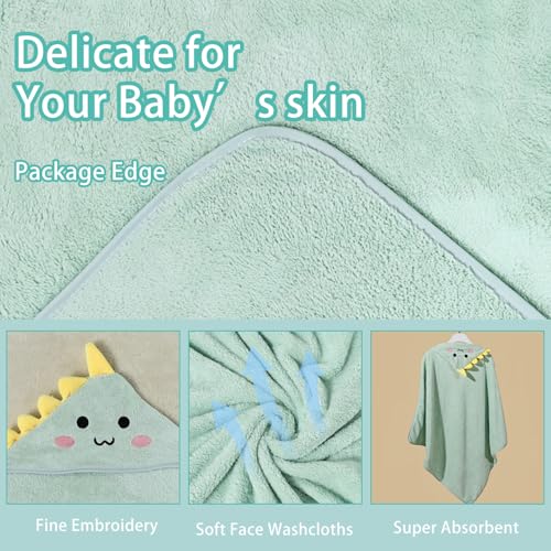 Image of 2 Pcs Baby Hooded Towels,31 x 31 in Baby Washcloths, Infant Super Soft Baby Bath Towels with Hood for Toddlers1-3,Highly Absorbent Viscose Hooded Towel for Boys, Girls, Newborn Essentials