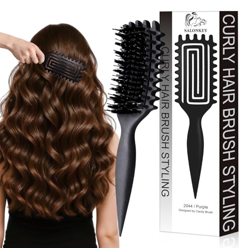 Lockenbürste für Locken sanftes Entwirren & Styling ohne Ziepen ergonomischer Griff antistatisch geeignet für Damen Herren & Kinder auch als haarbürste (Schwarz)