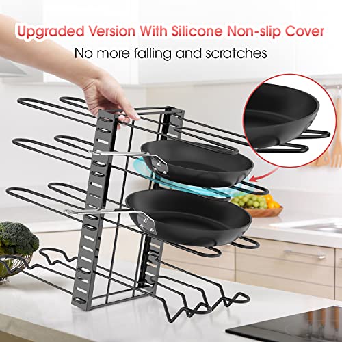 G-Ting Pot Rack Organizers, 8 Tiers Pots And Pans Organizer For Kitchen Organization & Storage, Adjustable Pot Lid Holders & Pan Rack For Kitchen, Lid Organizer For Pots And Pans With 3 Diy Methods… #TOP3
