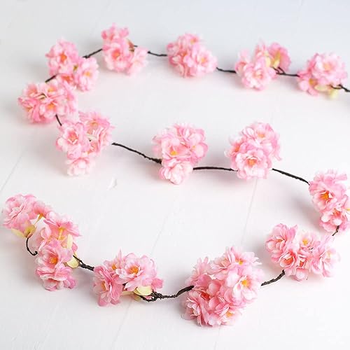 Vista 13 de Factory Direct Craft Guirnalda artificial de flores de cerezo de primavera para decoración de Pascua y exhibiciones de primavera Cereza primaveral