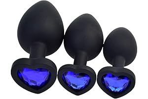 3 Pcs 3 Size Silicone Jeweled Anal Butt Plugs Inspire Heart