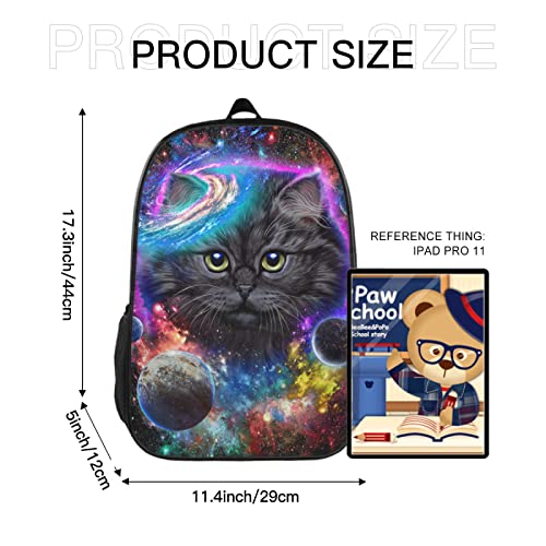 Purple Galaxy Cute Cat Backpack, Simple and Aesthetic Bookbag for Women Men, Lightweight Adjustable Black Backpack for Travel Outdoor Sports, Large Capacity Laptop Bag for Business Office3