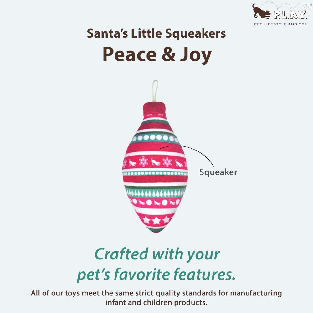 Pet Lifestyle and You Santa's Little Squeakers Peace and Joy Plush Toy, Berry Frost - Image 2