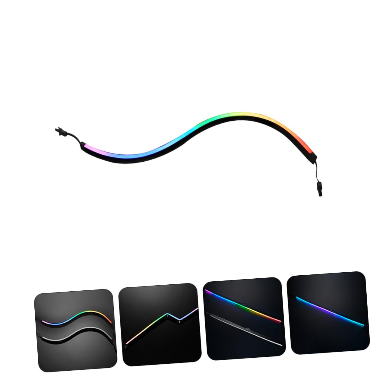 DOITOOL Barre Lumineuse Rvb 400mm pour Boîtier Pc, 2 Pièces, Abs Noir, Autocollants Adhésifs, Installation Intérieure, Décoration Élégante