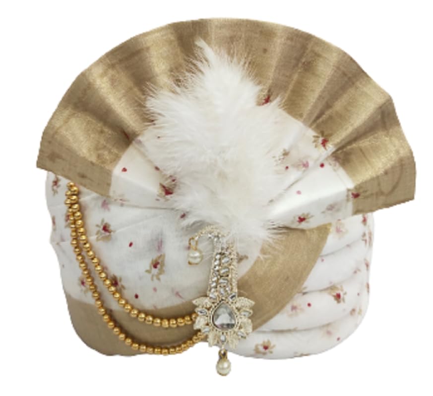 Wedding Collection Tendulkar Dulha Safa Pheta Pagdi Turban for Wedding Use It (Golden, Free - Size Adjustable System)