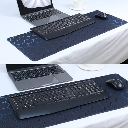 Image of Saco XXL Gaming Mouse Pad for PC - Large Desk Mat 900x400x3mm, Extended Non-Slip Rubber Base, Waterproof Surface, Hexagonal Pattern, Big Keyboard Mouse Pad for Office & Home Setup