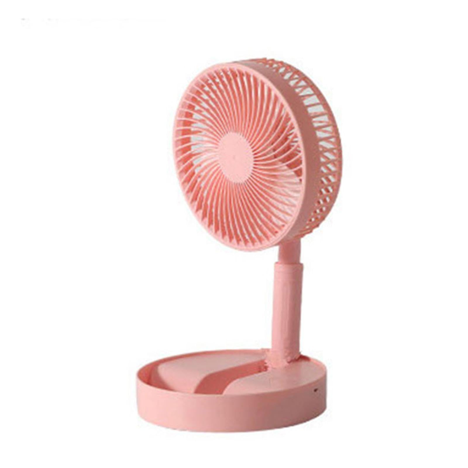 Ventilatore da Terra Oscillante Portatile, Ventilatore Telescopico con Piedistallo, USB, 4 velocità, Silenzioso, Pieghevole, per Casa E Esterni, Rosa