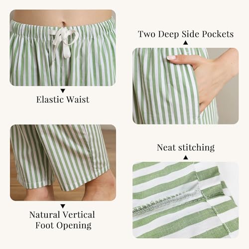 U2SKIIN Womens Striped 100% Cotton Pajama Pants, Soft Lounge Pj Bottoms with Pockets Lightweight3