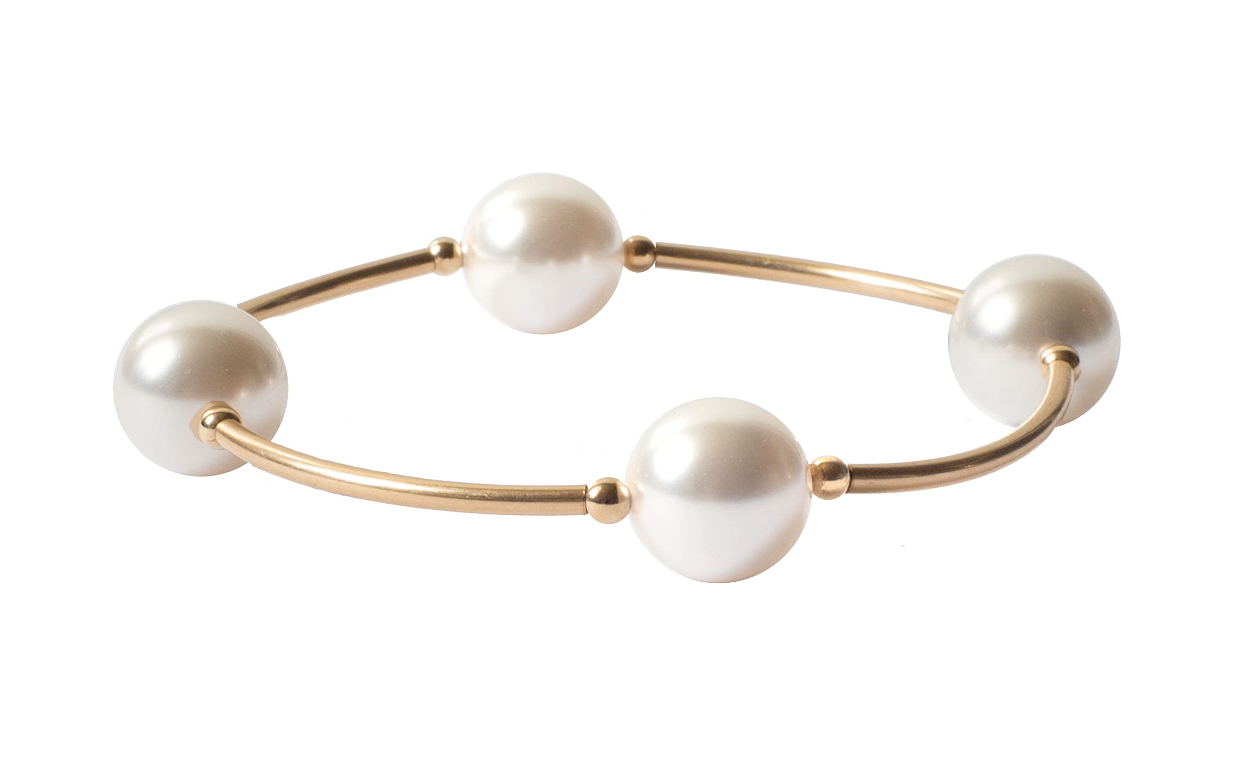 Made As IntendedBlessing Bracelet White Crystal Pearls with Gold Filled Links