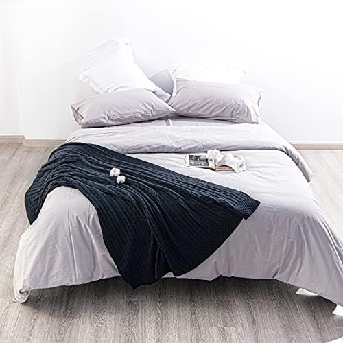 NTBAY 100% Pure Cotton Cable Knit Throw Blanket, Super Soft Warm 130x170 Knitted Throw Blanket for Couch, Sofa, Chair, Bed - Extra Cozy, Machine Washable, Comfortable Home Decor, Navy, 130x170 cm