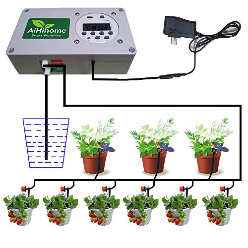 AiHihome Automatic Watering System Indoor Plant Auto Watering - by Digital Timer Irrigation Controller Watering for Garden Flower Plant