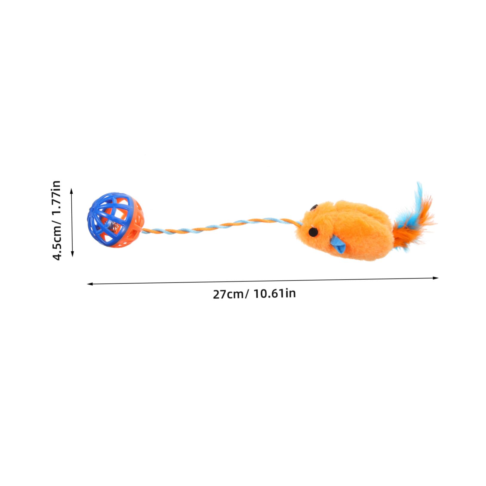 Didiseaon Souris Chat Interactif avec Clochette Plastique et Peluche Orange Intérieur pour Chat Résistant et Stimulant Instinct de Chasse