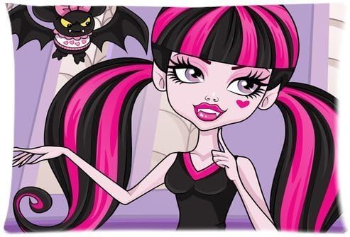Custom Monster High Pillowcase Draculaura Cute Home Decorative Throw Pillow Cover Soft Cotton Zippered Cushion Case Two Sides Pattern 20x30 Printed