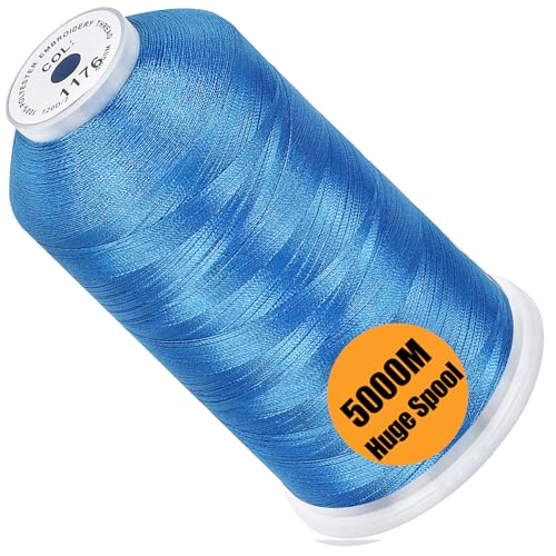 Image of New brothread - Single Huge Spool 5000M Each Polyester Embroidery Machine Thread 40WT for Commercial and Domestic Machines - Light Royal Blue