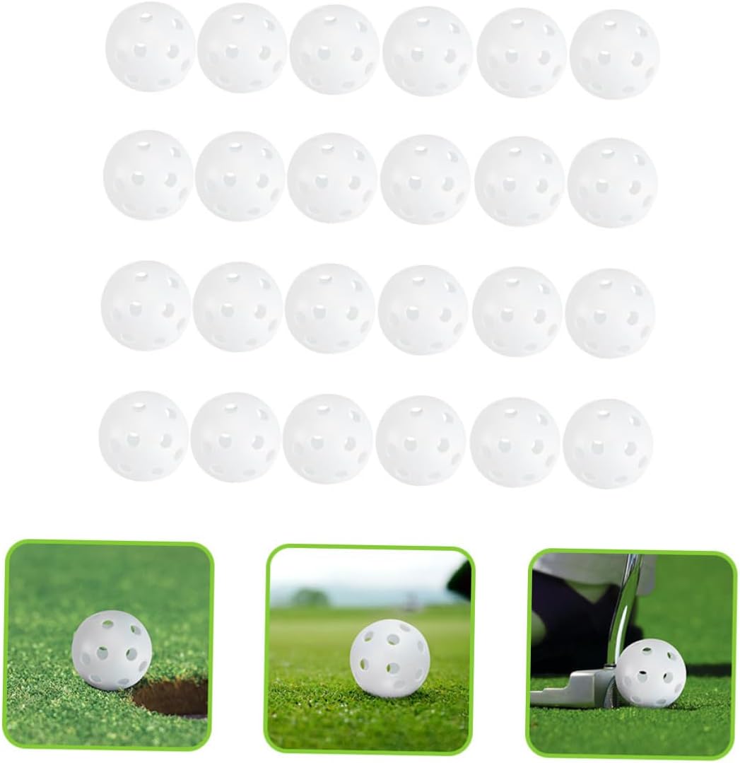 100pcs White Plastic Golf Practice Balls 26-Hole Indoor Training Golf Balls for Swing Training Equipment