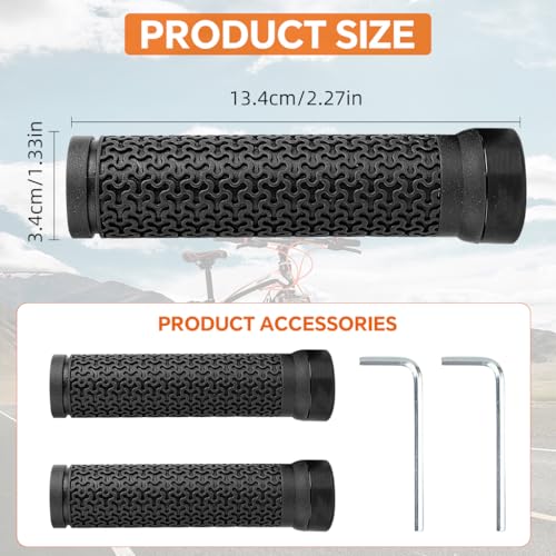 Image of Proberos Bike Handle Grips, 5 inches Anti-Slip Textured Rubber Handle Grips Bicycle Grips Bike Grips Replacements, Easy to Use, Pack of 2