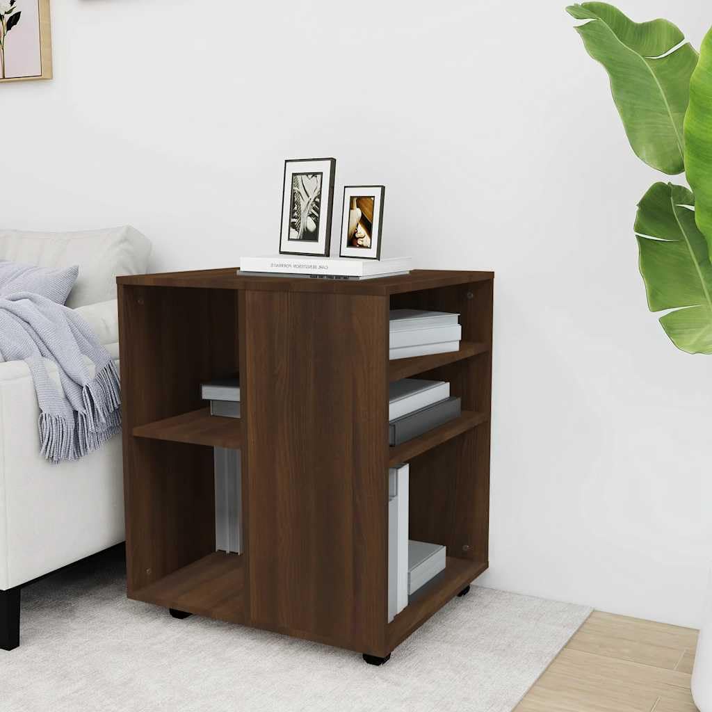 Armadio con ruote, effetto rovere, 60 x 53 x 72 cm, in legno con ruote e vano portaoggetti, organizer da scrivania per ufficio