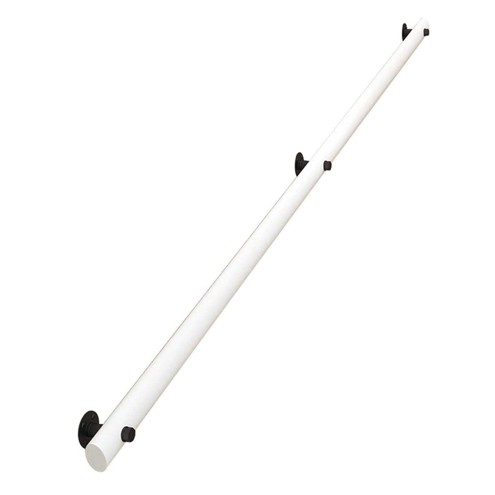 Main courante en bois blanche avec support métal pour rampe escalier loft