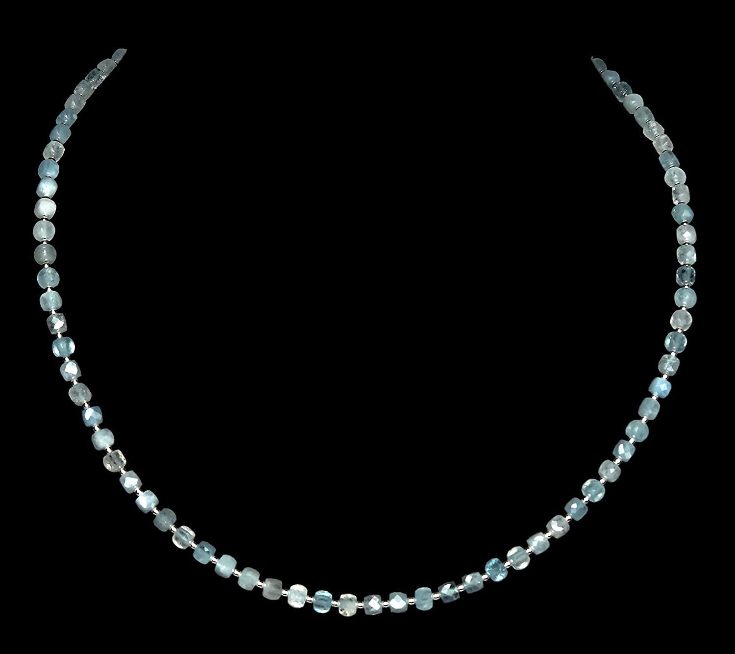 Aquamarin Kette 925 Silber blaue Halskette Steinkette