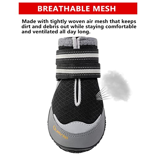 Qumy 4Pcs Dog Shoes For Hot Pavement, Medium Large Dog Boots & Paw Protectors For Summer Heat Protection, Mesh Breathable Nonslip Dog Booties For Walking Running Hiking Black Size 8 #TOP3