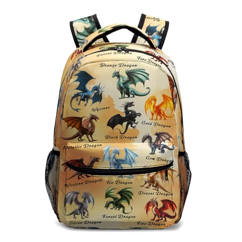 Kwlegh Dragon Backpack for Boys Girls Kindergarten Elementary Middle School Bookbag Lightweight Cute Preschool Toddler Backpacks with Chest Straps for Kids